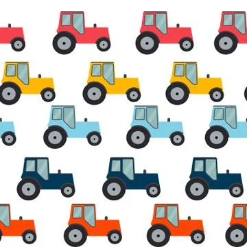 Ftat Tractor Seamless Pattern Background Illustration Stock Illustration