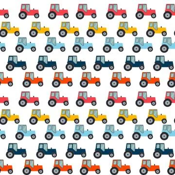 Ftat Tractor Seamless Pattern Background Illustration Stock Illustration