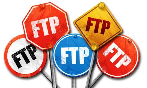 Ftp, 3D rendering, street signs 스톡 일러스트