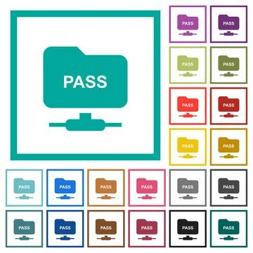 Ftp authentication password flat color icons with quadrant frames 스톡 일러스트