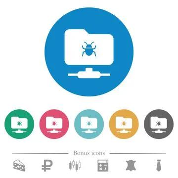 FTP bug flat round icons Stock Illustration