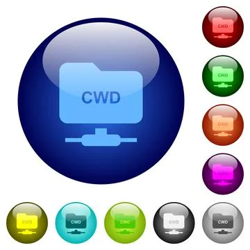 FTP change working directory color glass buttons Stock Illustration