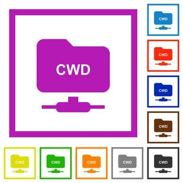 FTP change working directory flat framed icons Stock Illustration