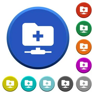 FTP create folder beveled buttons Stock Illustration