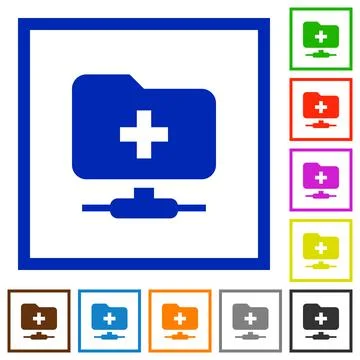 FTP create folder flat framed icons Stock Illustration