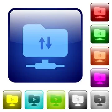 FTP data traffic color square buttons Stock Illustration