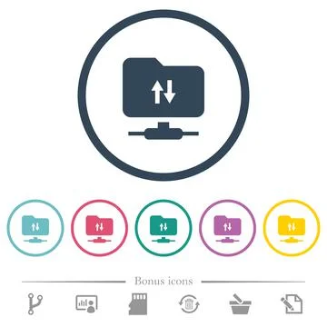 FTP data traffic flat color icons in round outlines Illustrazione stock