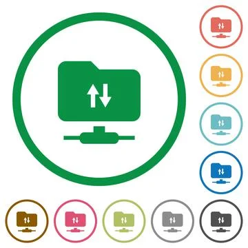 FTP data traffic flat icons with outlines Illustrazione stock