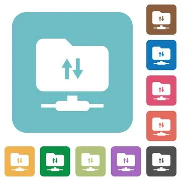 FTP data traffic rounded square flat icons 库存插图