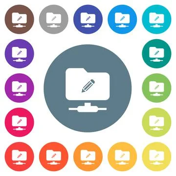 FTP edit flat white icons on round color backgrounds Stock Illustration