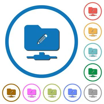 FTP edit icons with shadows and outlines Illustrazione stock