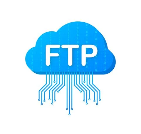 FTP file transfer icon. FTP technology icon. Transfer data to server. Vector Illustrazione stock