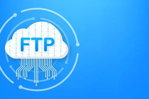 FTP file transfer icon. FTP technology icon. Transfer data to server. Vector Illustrazione stock