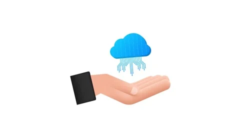 FTP file transfer icon on hands. FTP technology icon. Transfer data to server Stock Footage 197028099