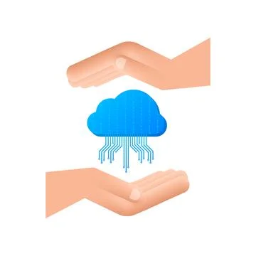FTP file transfer icon on hands. FTP technology icon. Transfer data to server Stock Illustration