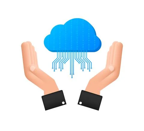 FTP file transfer icon on hands. FTP technology icon. Transfer data to server Stock Illustration