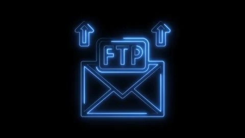 Ftp file transfer protocol concept neon glowing mail upload for website Stock Footage 322973838