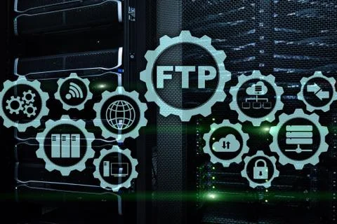 FTP. File Transfer Protocol. Network Transfer data to server on supercomputer Stock Photos