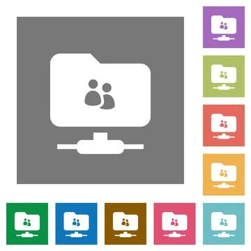 FTP group square flat icons Stock Illustration
