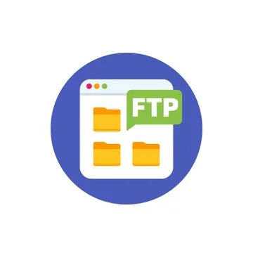 FTP icon with file folders, flat design Stock Illustration