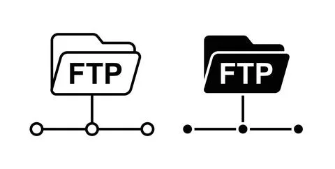 FTP icon symbol. Vector illustration pack in black color. 库存插图