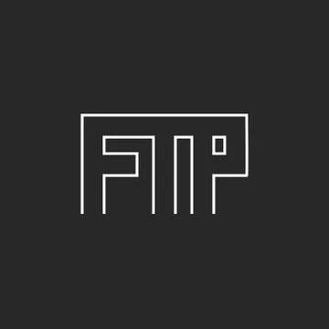 Ftp lettering logo monogram, communication technology t-shirt print Stockillustratie