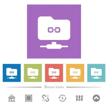 FTP link flat white icons in square backgrounds Illustrazione stock
