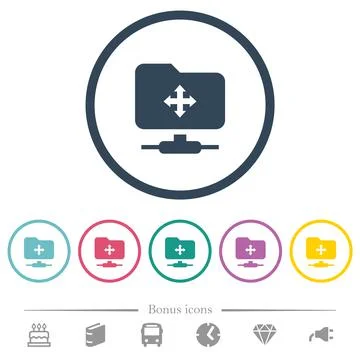 FTP move flat color icons in round outlines Stock Illustration