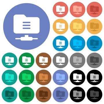 FTP options round flat multi colored icons Stock Illustration