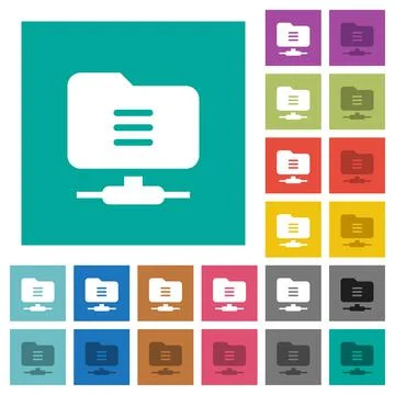 FTP options square flat multi colored icons Stock Illustration