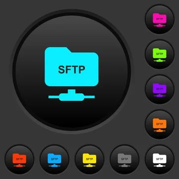 FTP over SSH dark push buttons with color icons Stock Illustration