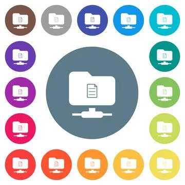FTP properties flat white icons on round color backgrounds Illustrazione stock