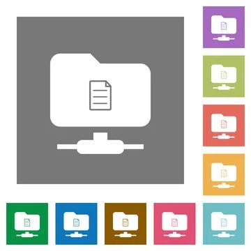 FTP properties square flat icons Stock Illustration