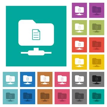 FTP properties square flat multi colored icons Illustrazione stock