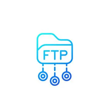 Ftp protocol vector line icon Stock Illustration