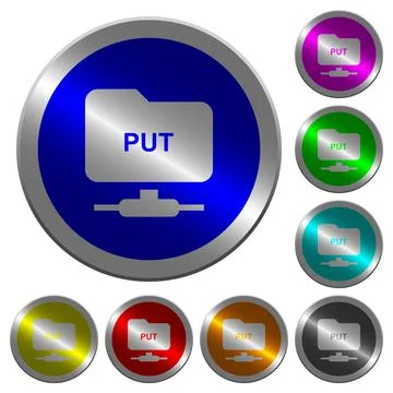 FTP put luminous coin-like round color buttons Stock Illustration
