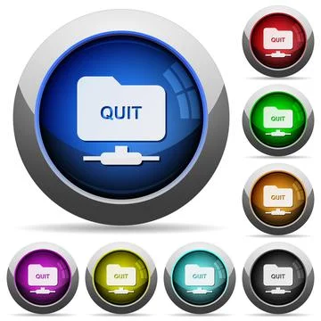 FTP quit round glossy buttons Stock Illustration