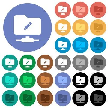 FTP rename round flat multi colored icons Stock Illustration