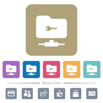 FTP secure flat icons on color rounded square backgrounds Stock Illustration