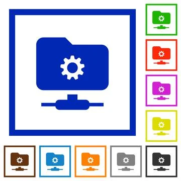 FTP settings flat framed icons Stock Illustration