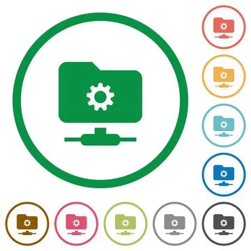 FTP settings flat icons with outlines Stock Illustration