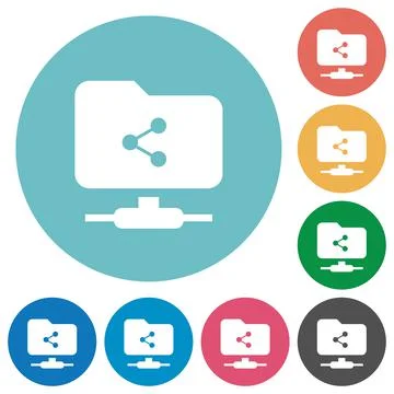 FTP share flat round icons Stock Illustration