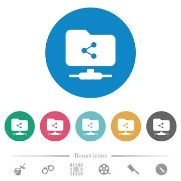 FTP share flat round icons Stock Illustration