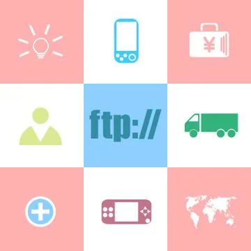 Ftp text. global communication concept . Can be used for workflow layout, dia Stock Illustration
