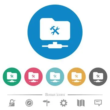 FTP tools flat round icons Stock Illustration