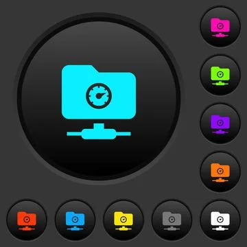 FTP transfer speed dark push buttons with color icons Stock Illustration