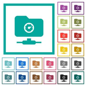 FTP transfer speed flat color icons with quadrant frames イラスト素材