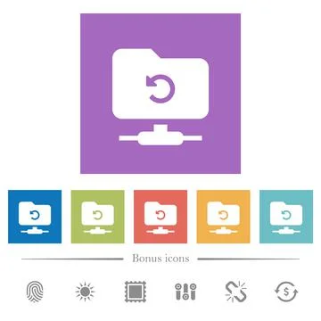FTP undo flat white icons in square backgrounds Illustrazione stock