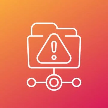 Ftp warning or error line icon, vector Stock Illustration