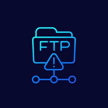 Ftp warning or error linear icon Stock Illustration